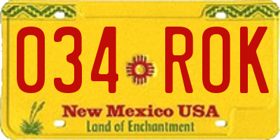 NM license plate 034ROK