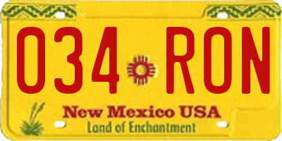 NM license plate 034RON