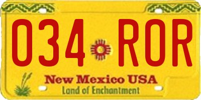 NM license plate 034ROR