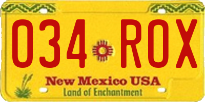 NM license plate 034ROX