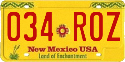 NM license plate 034ROZ