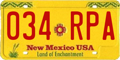 NM license plate 034RPA