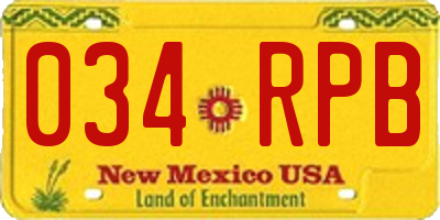NM license plate 034RPB