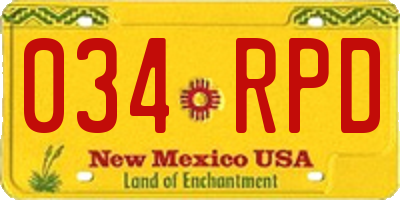 NM license plate 034RPD