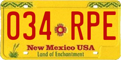 NM license plate 034RPE