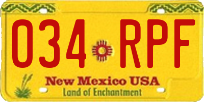 NM license plate 034RPF