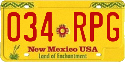 NM license plate 034RPG