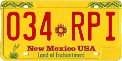 NM license plate 034RPI