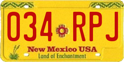 NM license plate 034RPJ