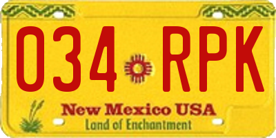 NM license plate 034RPK