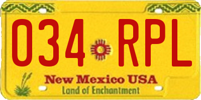 NM license plate 034RPL