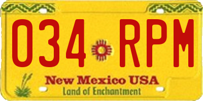 NM license plate 034RPM
