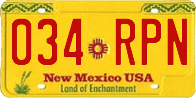 NM license plate 034RPN