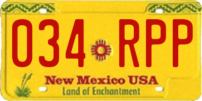 NM license plate 034RPP