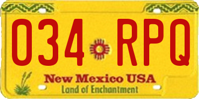 NM license plate 034RPQ