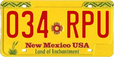 NM license plate 034RPU