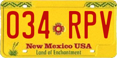 NM license plate 034RPV