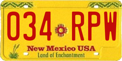 NM license plate 034RPW