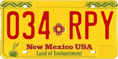 NM license plate 034RPY