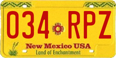 NM license plate 034RPZ