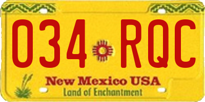 NM license plate 034RQC