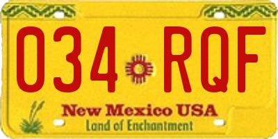 NM license plate 034RQF