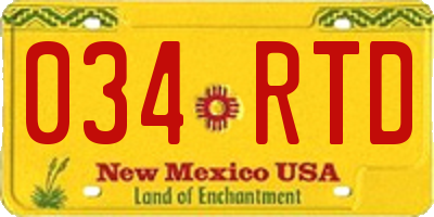 NM license plate 034RTD