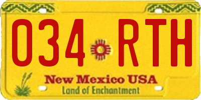 NM license plate 034RTH
