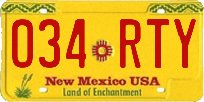 NM license plate 034RTY