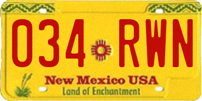 NM license plate 034RWN