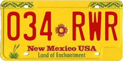 NM license plate 034RWR