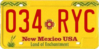 NM license plate 034RYC