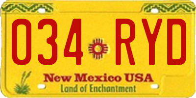 NM license plate 034RYD