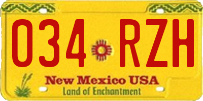 NM license plate 034RZH