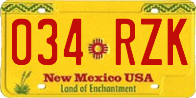 NM license plate 034RZK