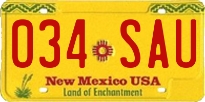 NM license plate 034SAU