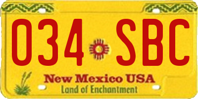 NM license plate 034SBC