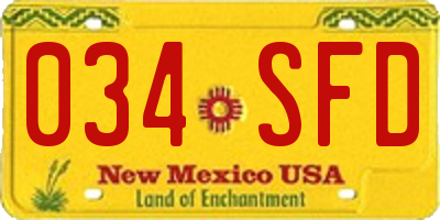 NM license plate 034SFD