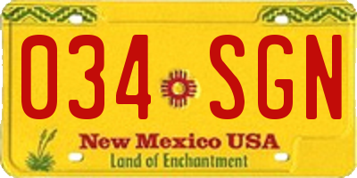 NM license plate 034SGN