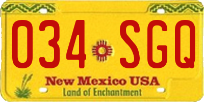 NM license plate 034SGQ