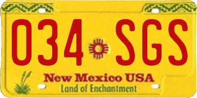 NM license plate 034SGS