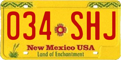 NM license plate 034SHJ