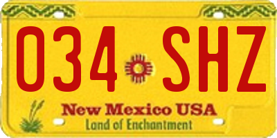 NM license plate 034SHZ