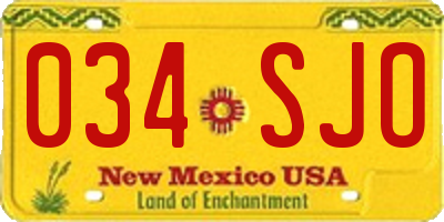 NM license plate 034SJO