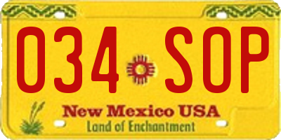 NM license plate 034SOP