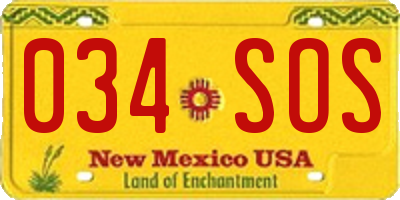 NM license plate 034SOS