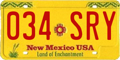 NM license plate 034SRY