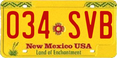 NM license plate 034SVB