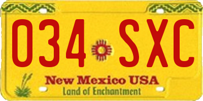 NM license plate 034SXC