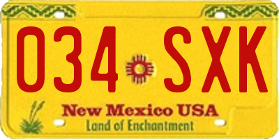 NM license plate 034SXK